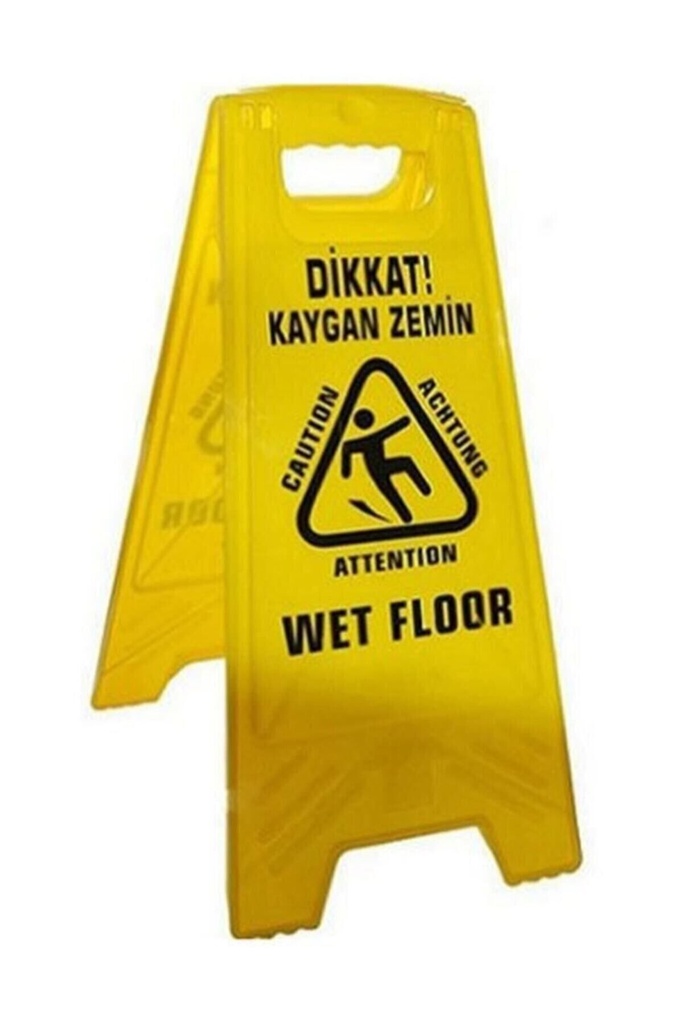 [EBS0202] Estiko 2 Adet Dikkat Islak Kaygan Zemin Uyarı Levhası Sarı 33 X 63 Cm 2 Adet Ayaklı Tabela