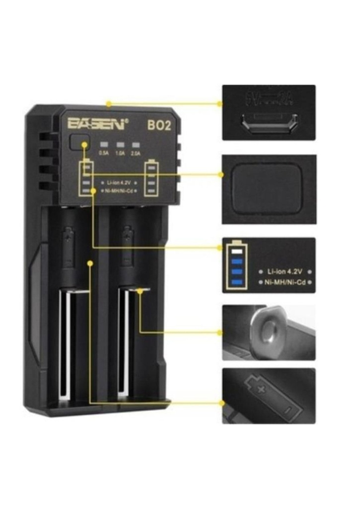 [EBS0243] Basen Bo-2 Akıllı Pil Şarj Cihazı 3.7 Lıtyum-Ion Ve 1.2 Nı-Mh