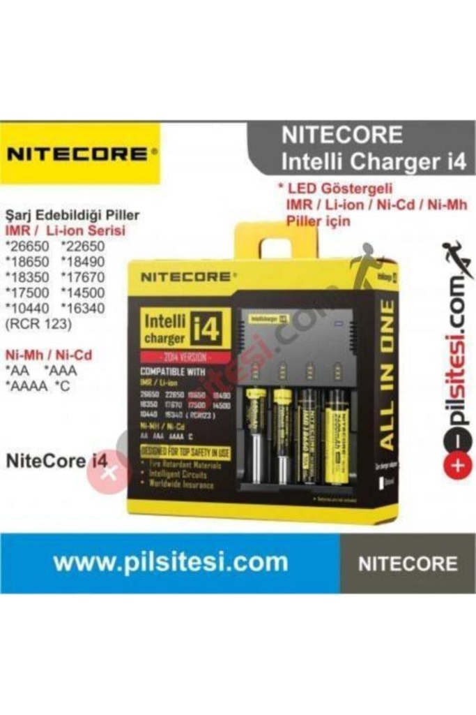 [EBS0254] Nitecore Nıtecore New I4 Li-İon & Nı-Cd & Nı-Mh Pil Şarj Aleti / 4 'L