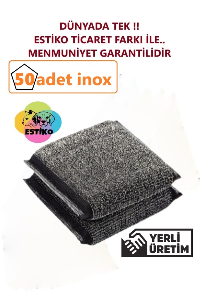 Estiko Sihirli Inox Paslanmaz Telli Bulaşık Süngeri 50 Adet Ultra Sihirli Sünger