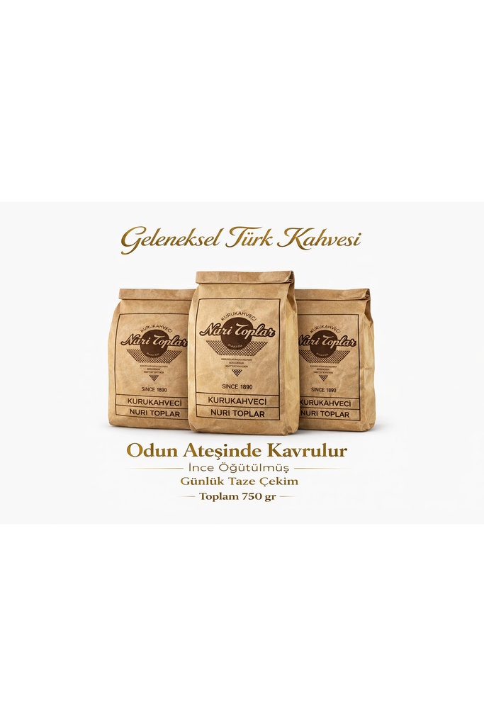 [EBS0182] Nuri Toplar Türk Kahvesi Günlük Taze Çekim 3X250 Gram