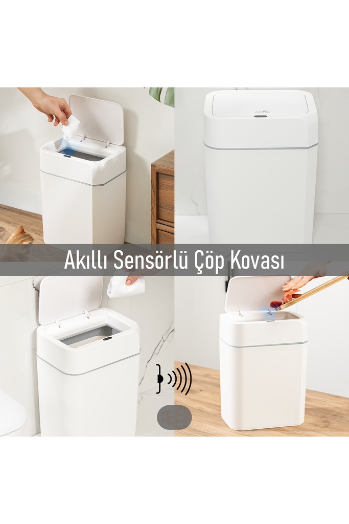 FLOW ME 50 Litre Sensörlü Otomatik Çöp Kovası, Ofis, Mutfak, Banyo Ve Balkon İçin Mükemmel Seçim