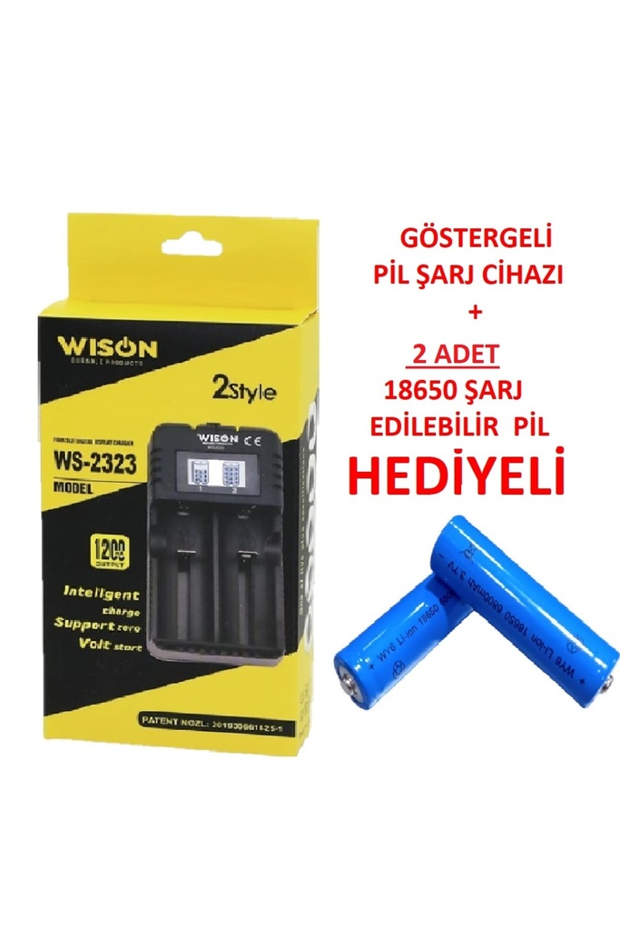 [EBS0030] Estiko Wison Göstergeli Pil Şarj Cihazı + 18650 Şarj Edilebilir Pil Hediyeli