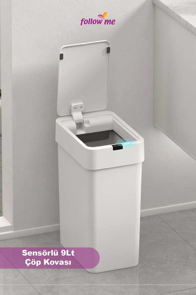 [EBS0074] Follow Me Slim Sensörlü Çöp Kovası 9 Litre