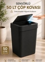 Follow Me Slim Sensörlü Çöp Kovası 50 Litre siyah