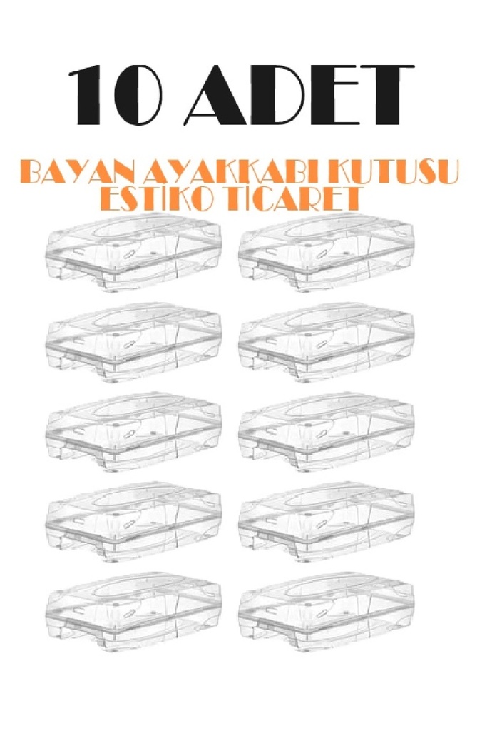 [EBS0089] Estiko 10 Adet Kadın Ayakkabı Kutusu Şeffaf Ayakkabı Saklama Kutusu