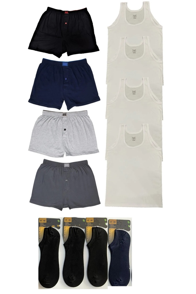 Tutku Erkek 4 Adet Boxer 4 Adet Atlet-4 Adet Boxer 4 adet Bambu Sneaker Çorap Set (S)