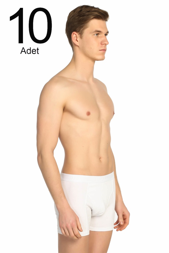 Tutku Erkek Beyaz 10'lu Paket likralı Boxer ELF568T0114CCM10