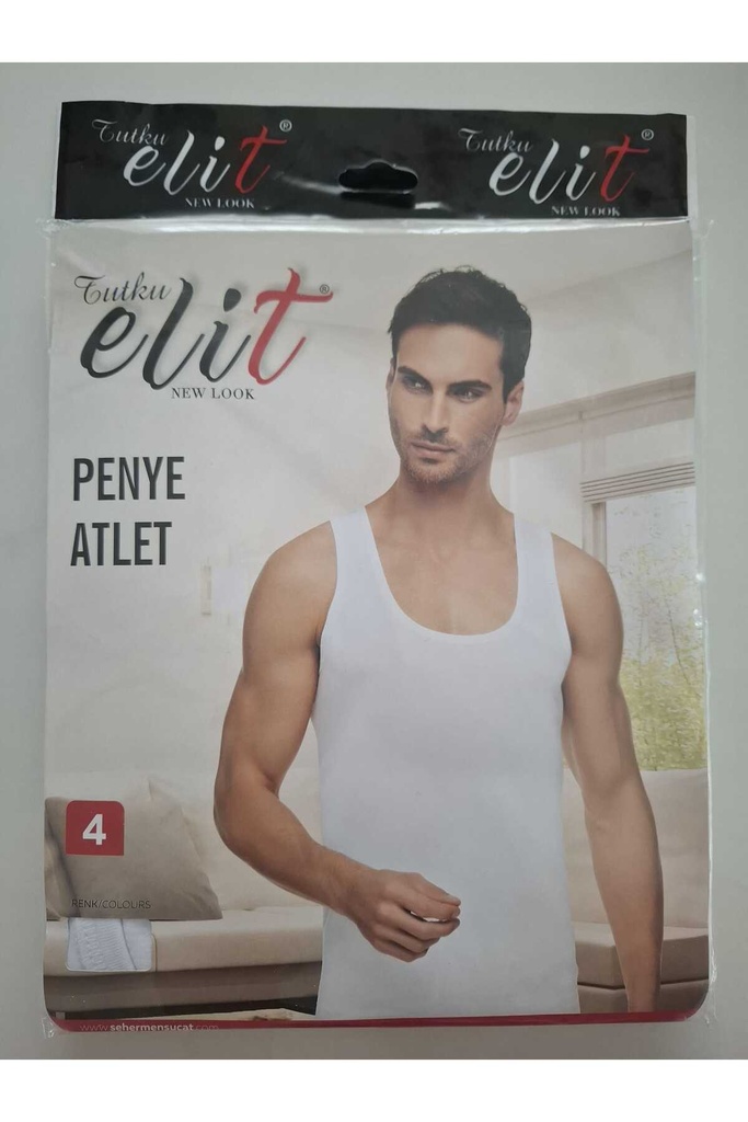 Tutku Elit Erkek Penye Atlet 6 Adet Beyaz %100 Pamuk (S)