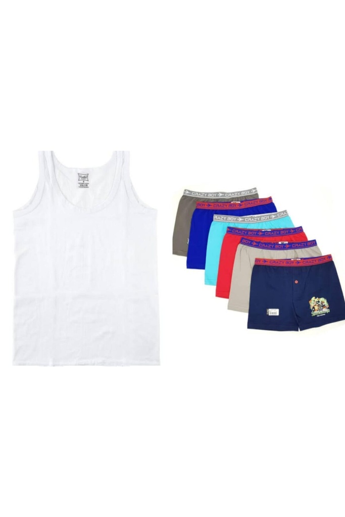 Tutku Erkek Cocuk Takımı 4 Adet Atlet 4 Adet Baskılı Boxer