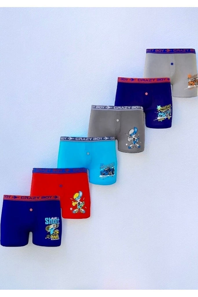 Tutku Erkek Çocuk Elastan % 100 Pamuklu Boxer 6 'Lı Paket (3-4 Yaş, S)
