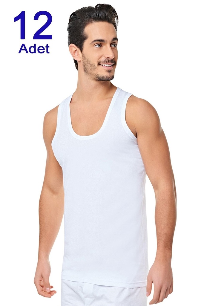 [EST40-S-Beyaz] Seher Yıldız Erkek Penye Atlet 12 Adet Beyaz 0001 (S)