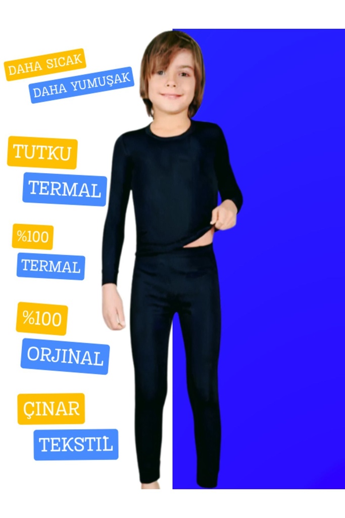 Tutku Erkek Çocuk Termal Alt- Üst Set Takım Siyah (Orjinal) (5-6 Yaş)