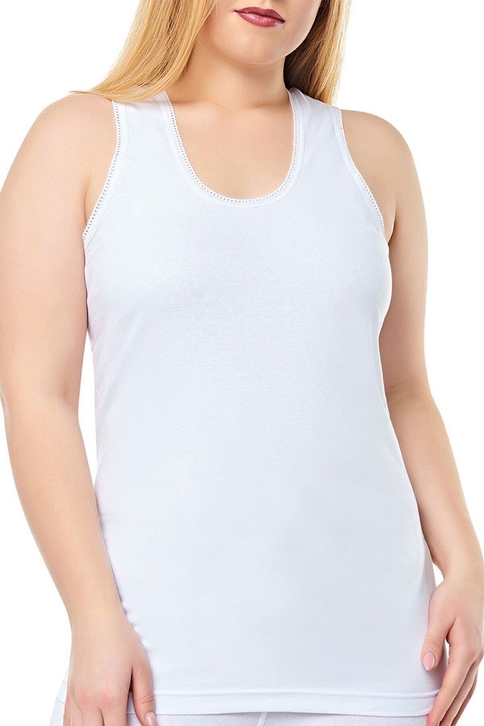 Seher Kadın Beyaz 6 Adet Yıldızı Büyük Beden Battal Atlet (XL)