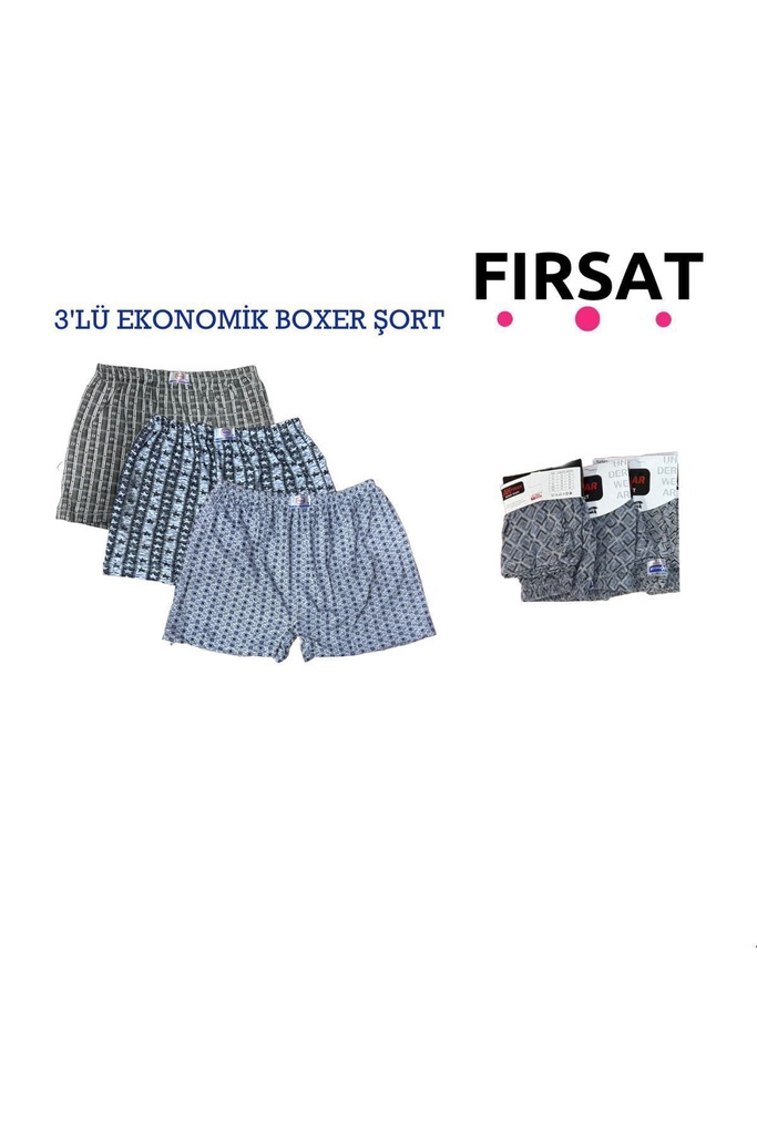 [EBS0123] Estiko 3 Lü Boxer Şort (M)
