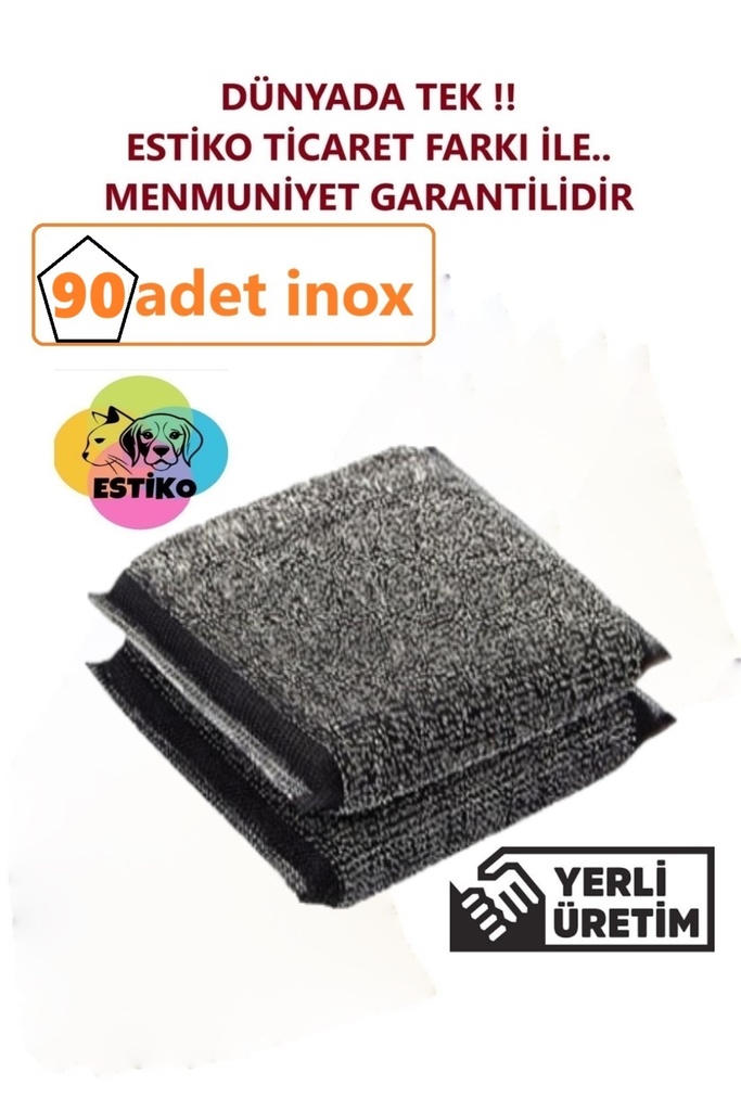 Estiko Sihirli Inox Paslanmaz Telli Bulaşık Süngeri 90 Adet Ultra Sihirli Sünger