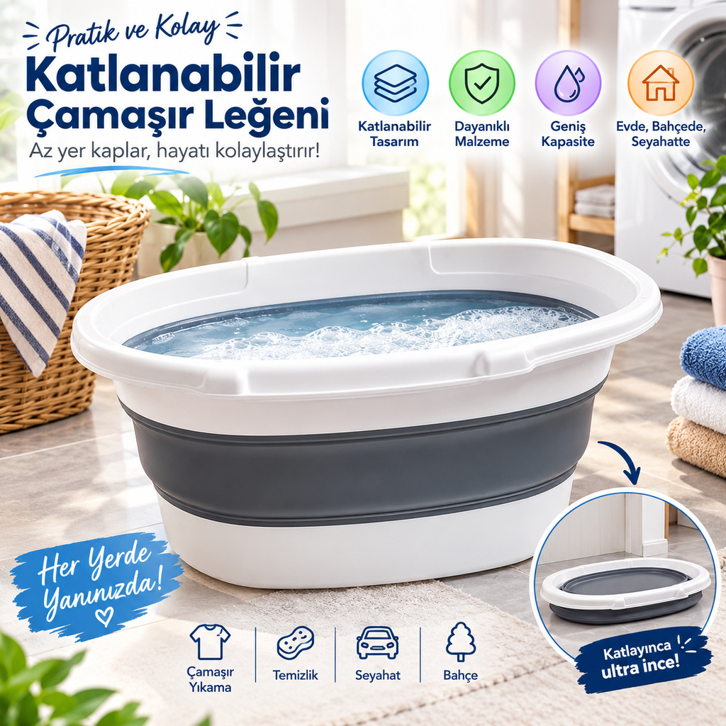 KATLANABİLEN ÇAMAŞIR SEPETİ